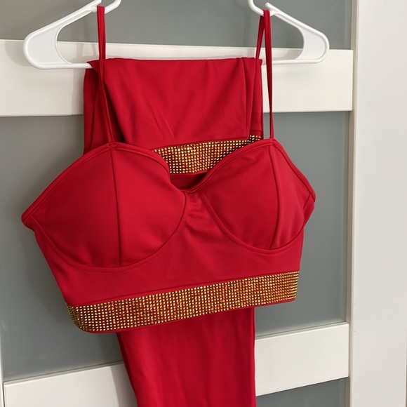 Bandage Set 2 Pieces Strap Sleeveless Bustiers And Long  Trousers - Picture 3 of 14